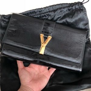 AUTHENTIC Leather "Y" Clutch YSL